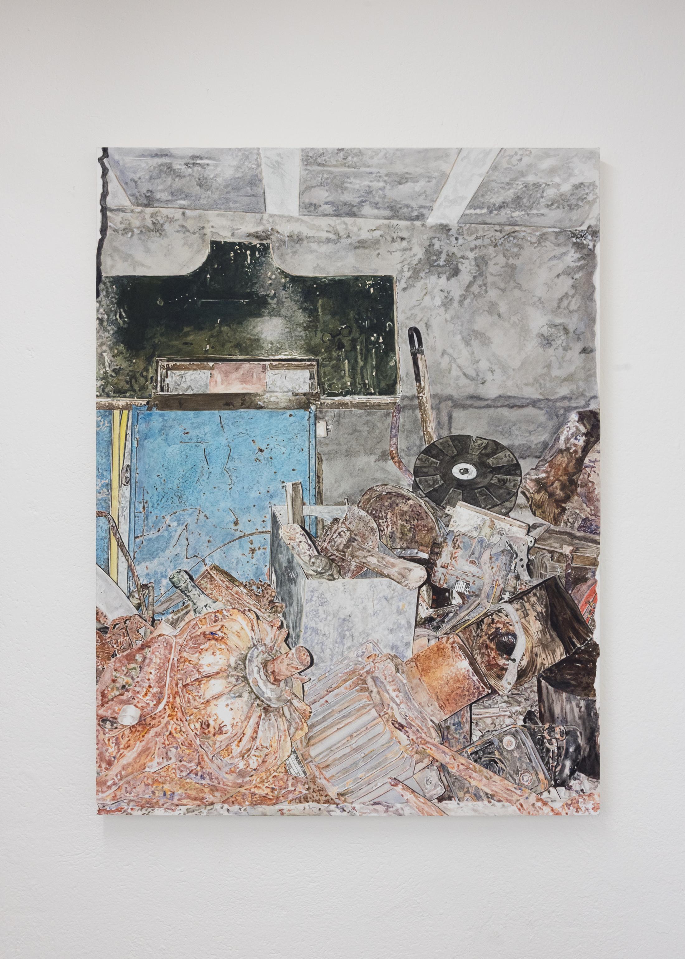 Exhibition View Duo Show Nina Rieben & Leanne Picthall «monday's ghost ; view on Leanne Picthall, Where to begin?, 2025» at WallStreet, Fribourg, 2025 / Photo: Julie Folly / Courtesy: the artists and WallStreet