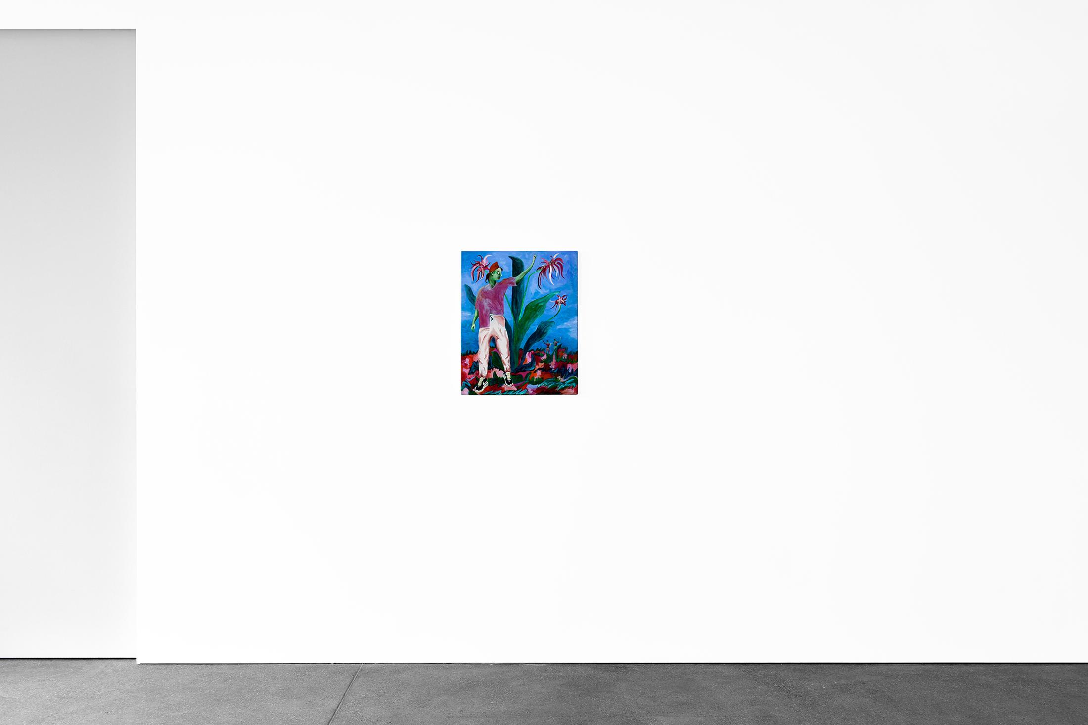 Exhibition View Noemi Pfister Solo Show «Happily Aging & Dying; view on Noemi Pfister, You are so brave and quiet that I forget you are suffering, Oil on Canvas, 2022, 63 x 51 cm» at Espace 3353, Carouge, 2022-2023 / Photo: Zoé Aubry / Courtesy: the artist and Espace 3353