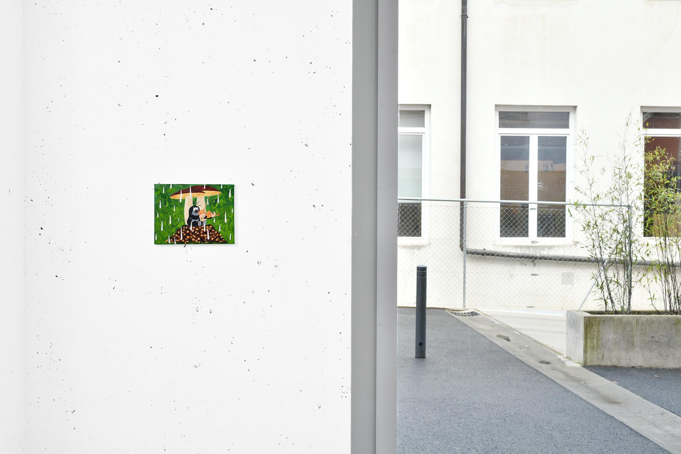 Exhibition View Noemi Pfister Solo Show «Happily Aging & Dying; view on Noemi Pfister, Spleen, Oil on Canvas, 2022, 18 x 24 cm» at Espace 3353, Carouge, 2022-2023 / Photo: Zoé Aubry / Courtesy: the artist and Espace 3353