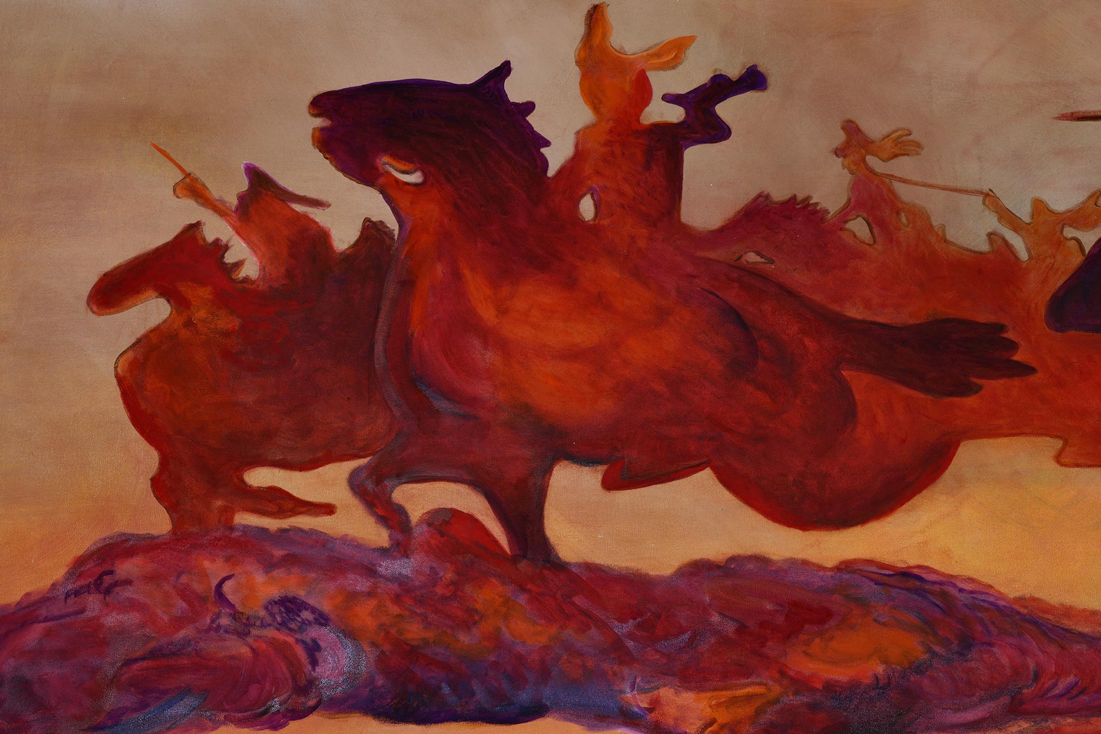 Exhibition View Noemi Pfister Solo Show «Happily Aging & Dying; view on Noemi Pfister, Happily Aging & Dying (Detail), Oil on Canvas, 2022, 210 x 310 cm» at Espace 3353, Carouge, 2022-2023 / Photo: Zoé Aubry / Courtesy: the artist and Espace 3353