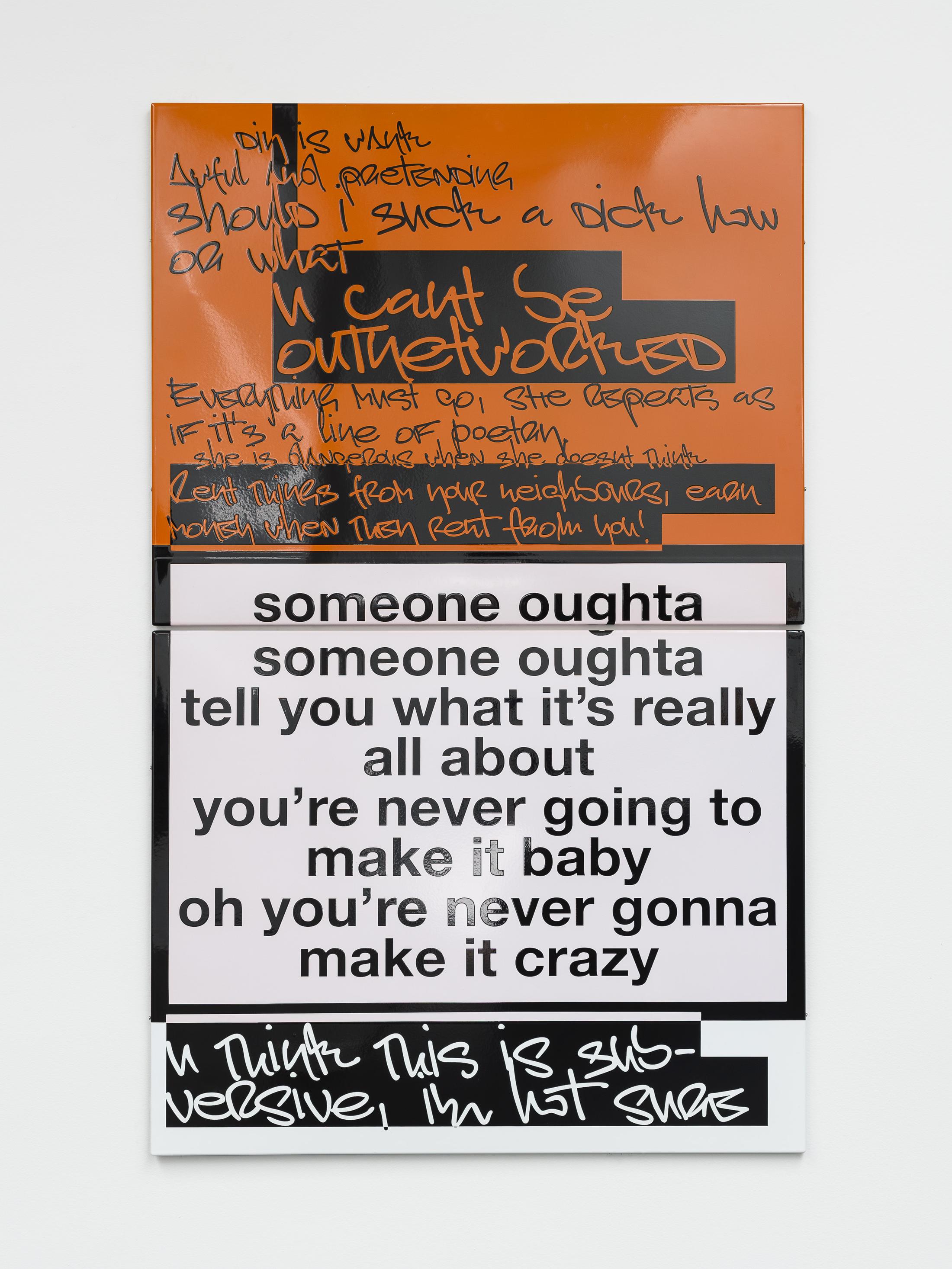 Exhibition View Nora Turato Soloshow «warp and woof; view on should i suck a dick now or what, 2019» at Galerie Gregor Staiger, Zurich, 2019 / Photo: Galerie Gregor Staiger / Courtesy: Courtesy: the artist, Galerie Gregor Staiger, Zurich & LambdaLambdaLambda, Prishtina