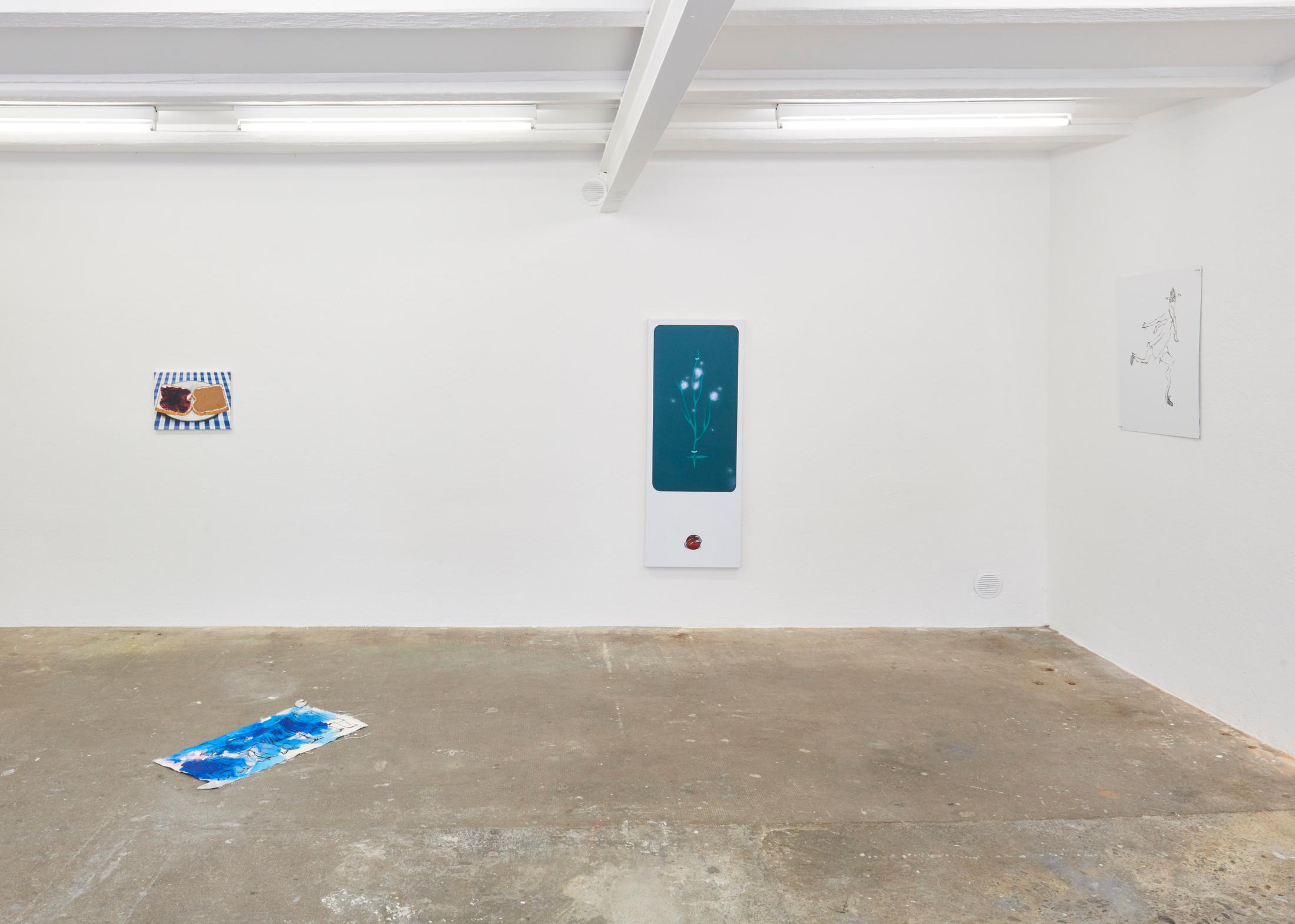 Exhibition View Groupshow «Observer of the Techniques; view on Adam Cruces & Louisa Gagliardi, Basile Dinbergs & Jessy Razafimandimby, Natacha Donzé and Gil Pellaton» at WallRiss, Fribourg, 2019 / Courtesy: the artists and WallRiss