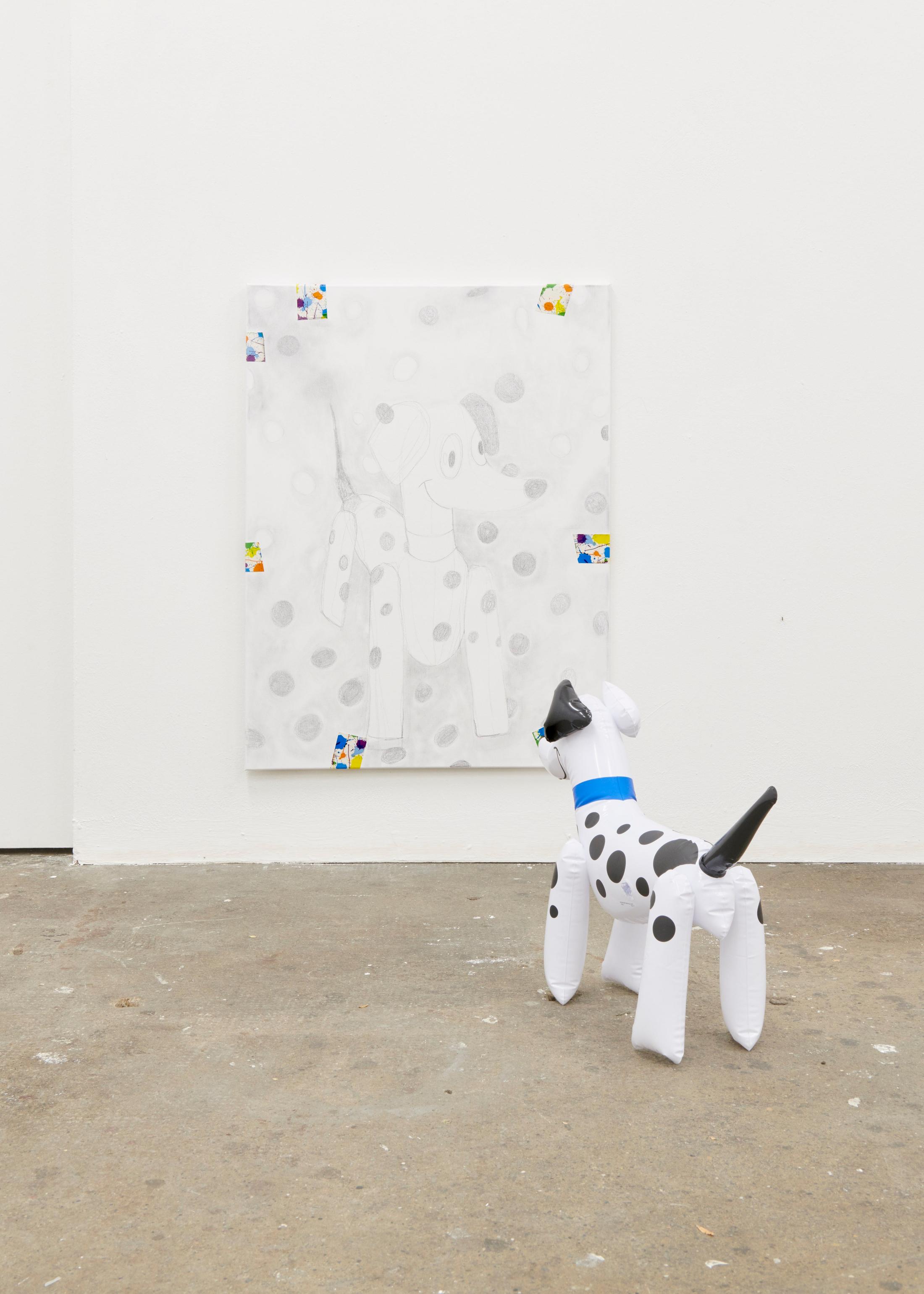Exhibition View Groupshow «Observer of the Techniques; view on Melanie Akeret, dog, 2019» at WallRiss, Fribourg, 2019 / Courtesy: the artists and WallRiss