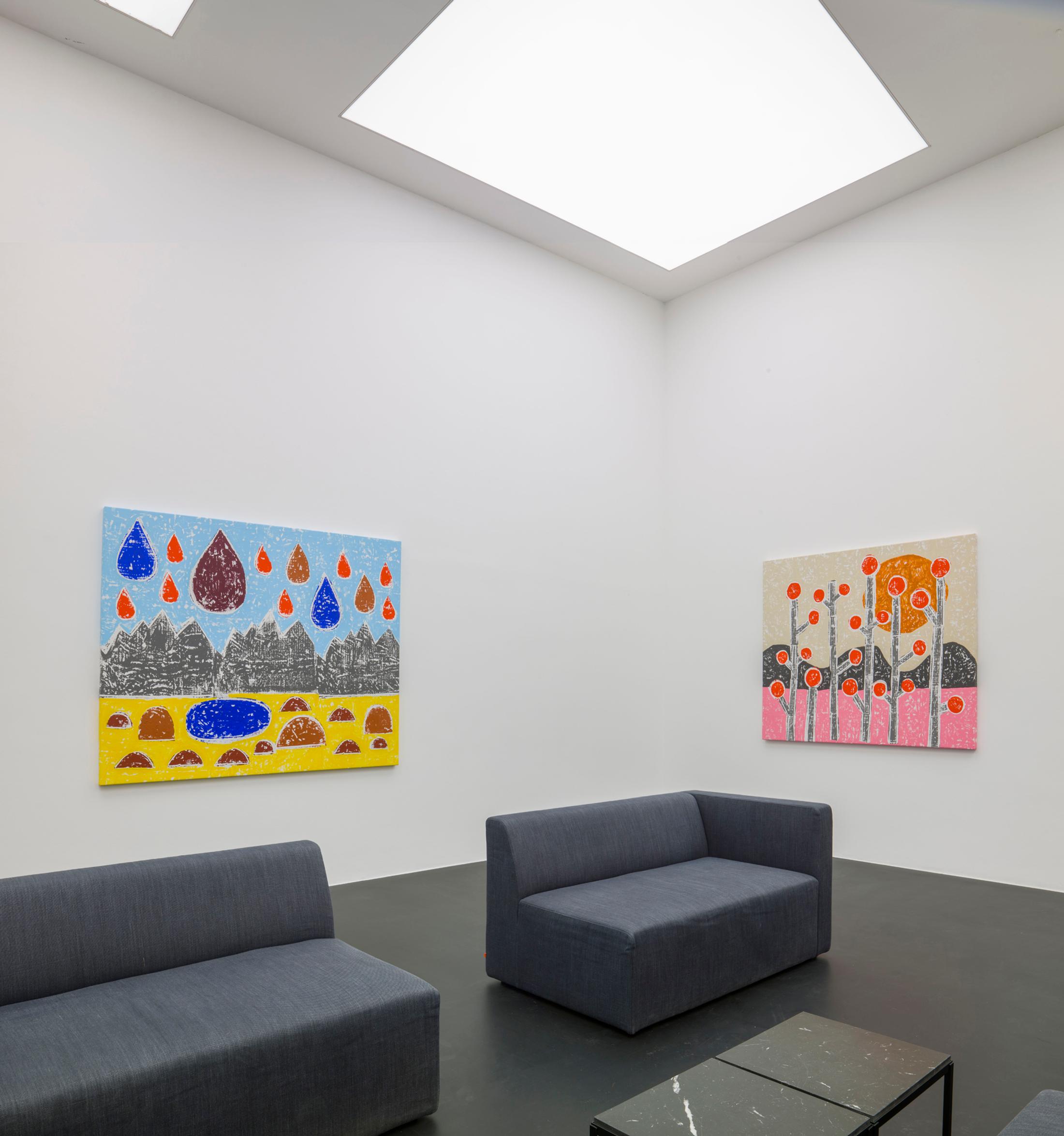 Exhibition View Olaf Breuning Solo Show «BIG DROPS» at von Bartha, S-chanf, 2021 / Photo: Simon Schwyzer / Courtesy: the artist and von Bartha