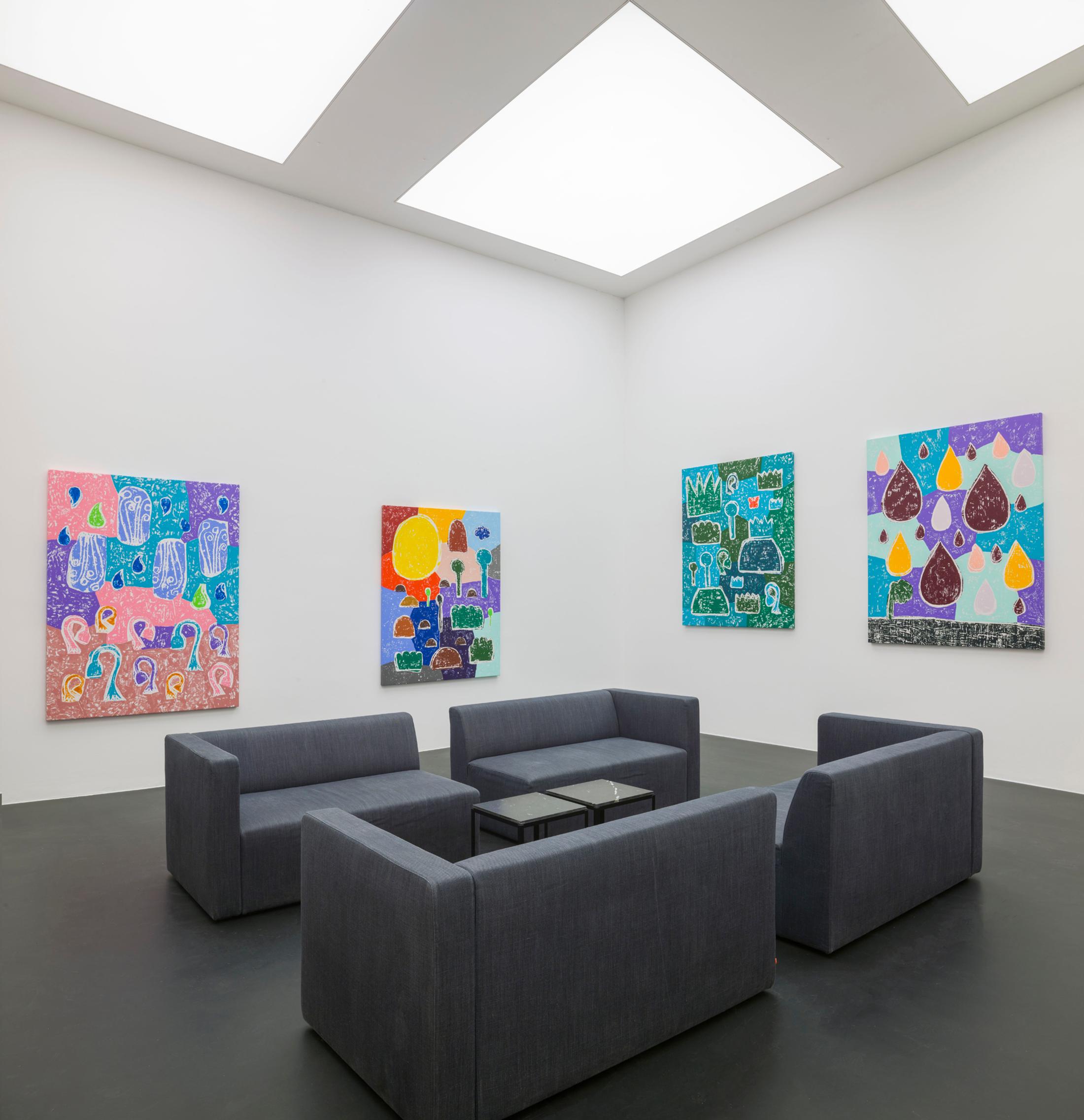 Exhibition View Olaf Breuning Solo Show «BIG DROPS» at von Bartha, S-chanf, 2021 / Photo: Simon Schwyzer / Courtesy: the artist and von Bartha