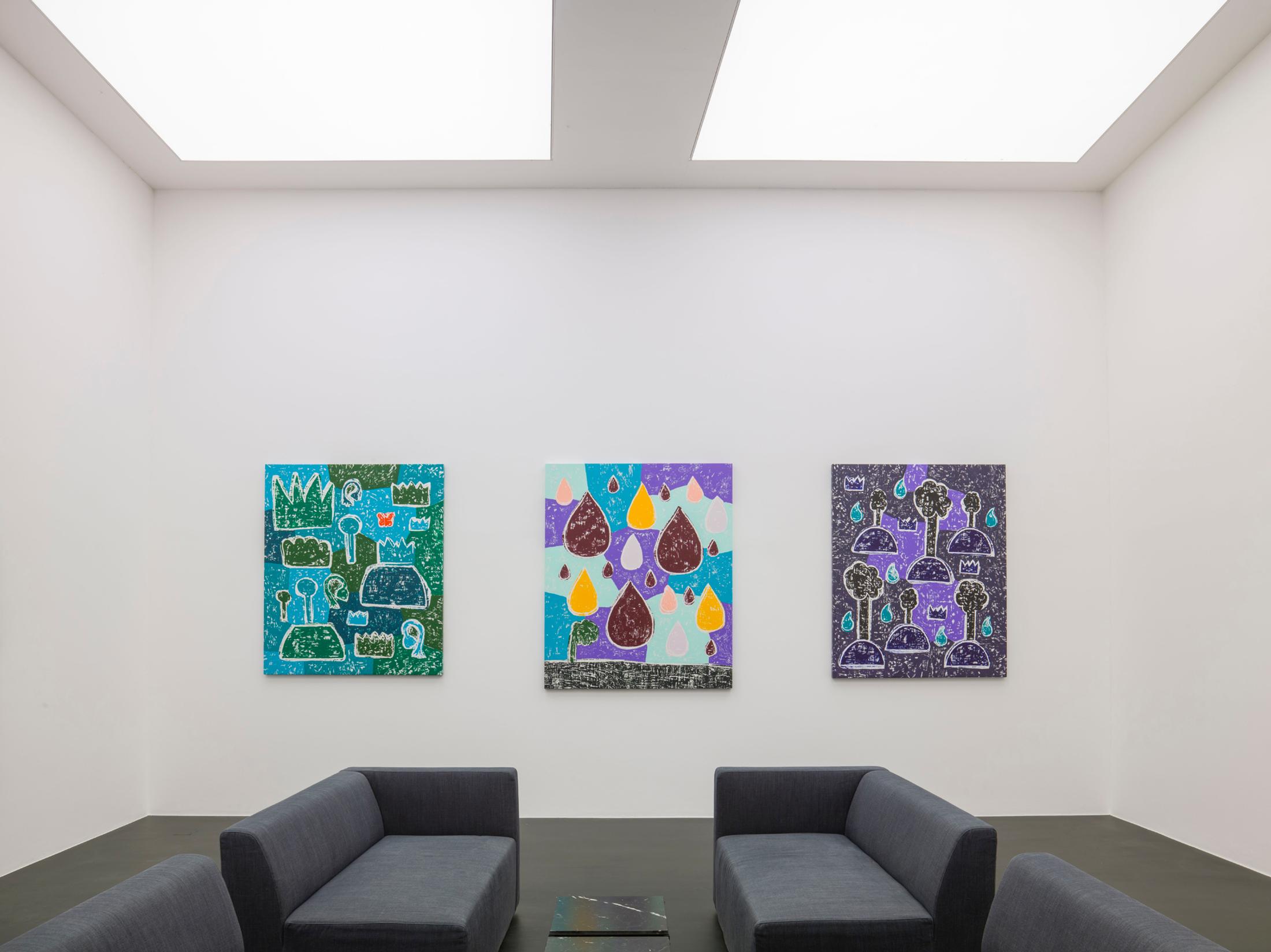 Exhibition View Olaf Breuning Solo Show «BIG DROPS» at von Bartha, S-chanf, 2021 / Photo: Simon Schwyzer / Courtesy: the artist and von Bartha