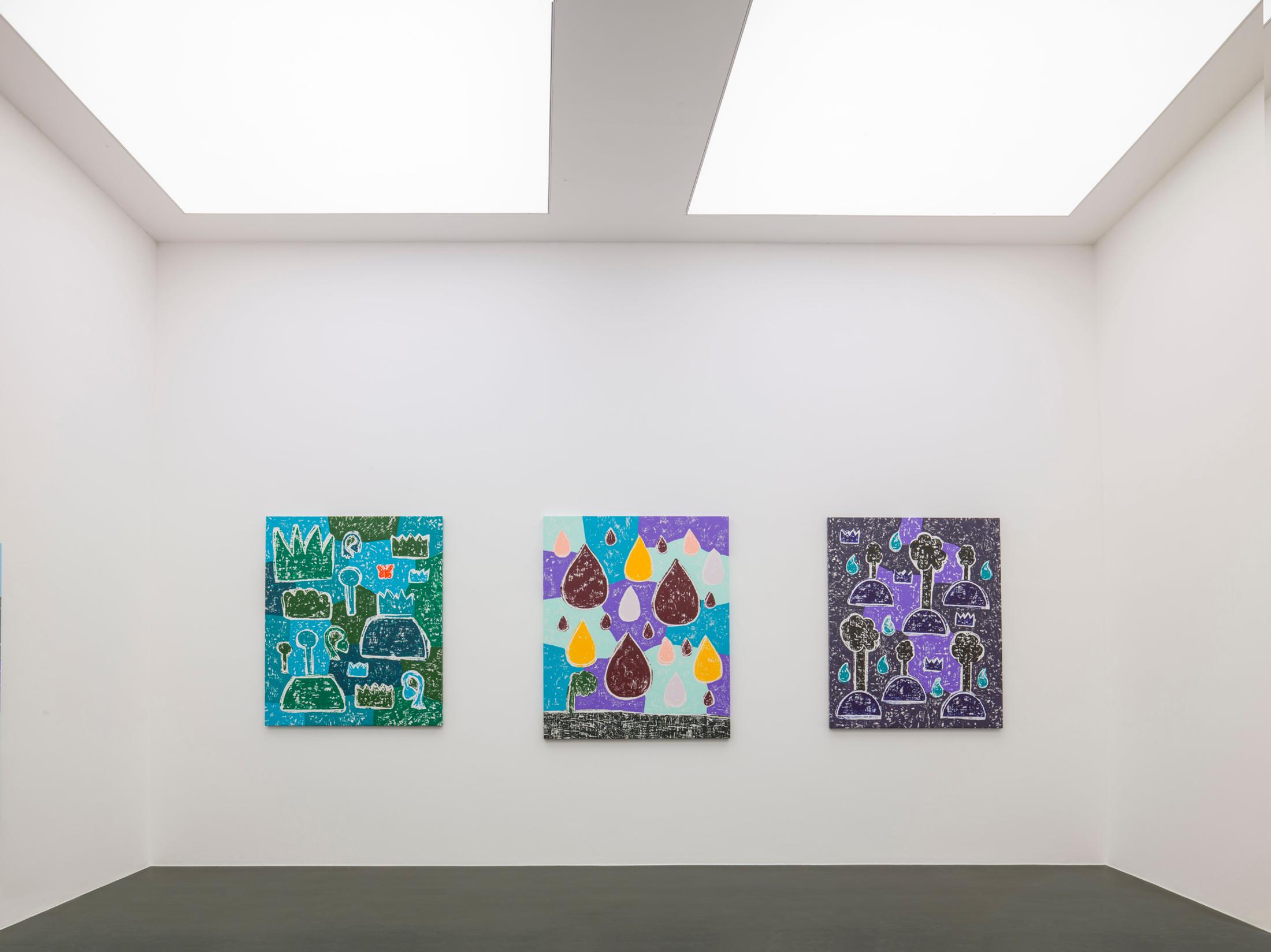 Exhibition View Olaf Breuning Solo Show «BIG DROPS» at von Bartha, S-chanf, 2021 / Photo: Simon Schwyzer / Courtesy: the artist and von Bartha