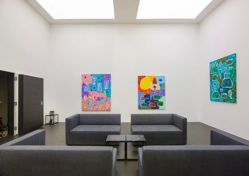 Exhibition View Olaf Breuning Solo Show «BIG DROPS» at von Bartha, S-chanf, 2021 / Photo: Simon Schwyzer / Courtesy: the artist and von Bartha