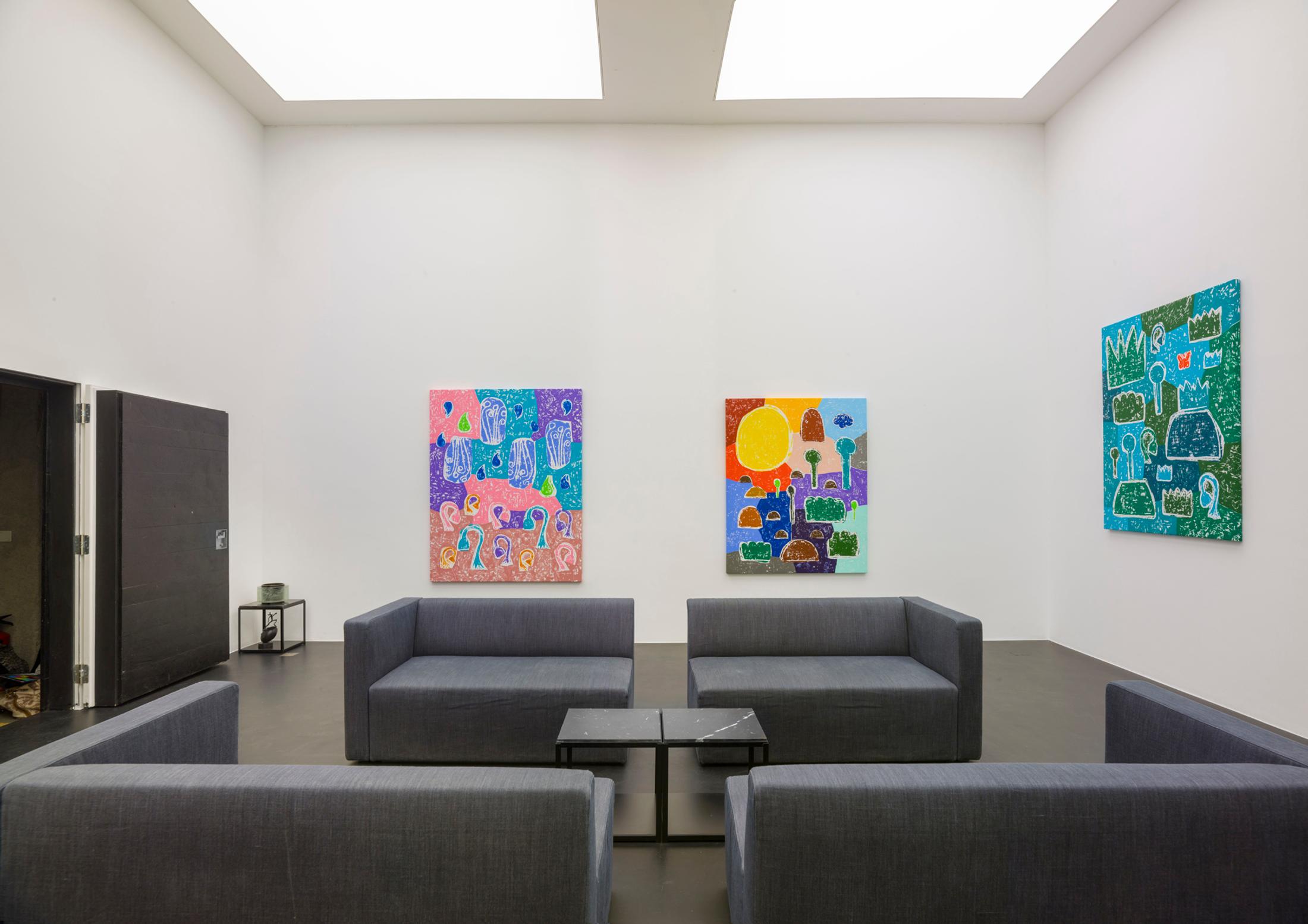 Exhibition View Olaf Breuning Solo Show «BIG DROPS» at von Bartha, S-chanf, 2021 / Photo: Simon Schwyzer / Courtesy: the artist and von Bartha