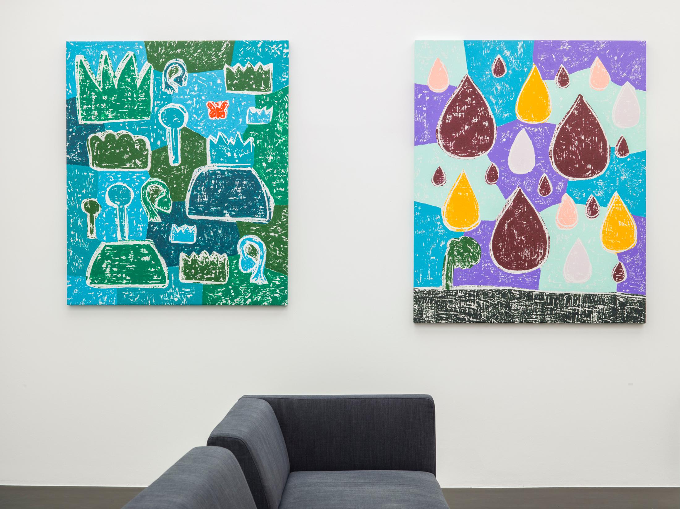 Exhibition View Olaf Breuning Solo Show «BIG DROPS» at von Bartha, S-chanf, 2021 / Photo: Simon Schwyzer / Courtesy: the artist and von Bartha