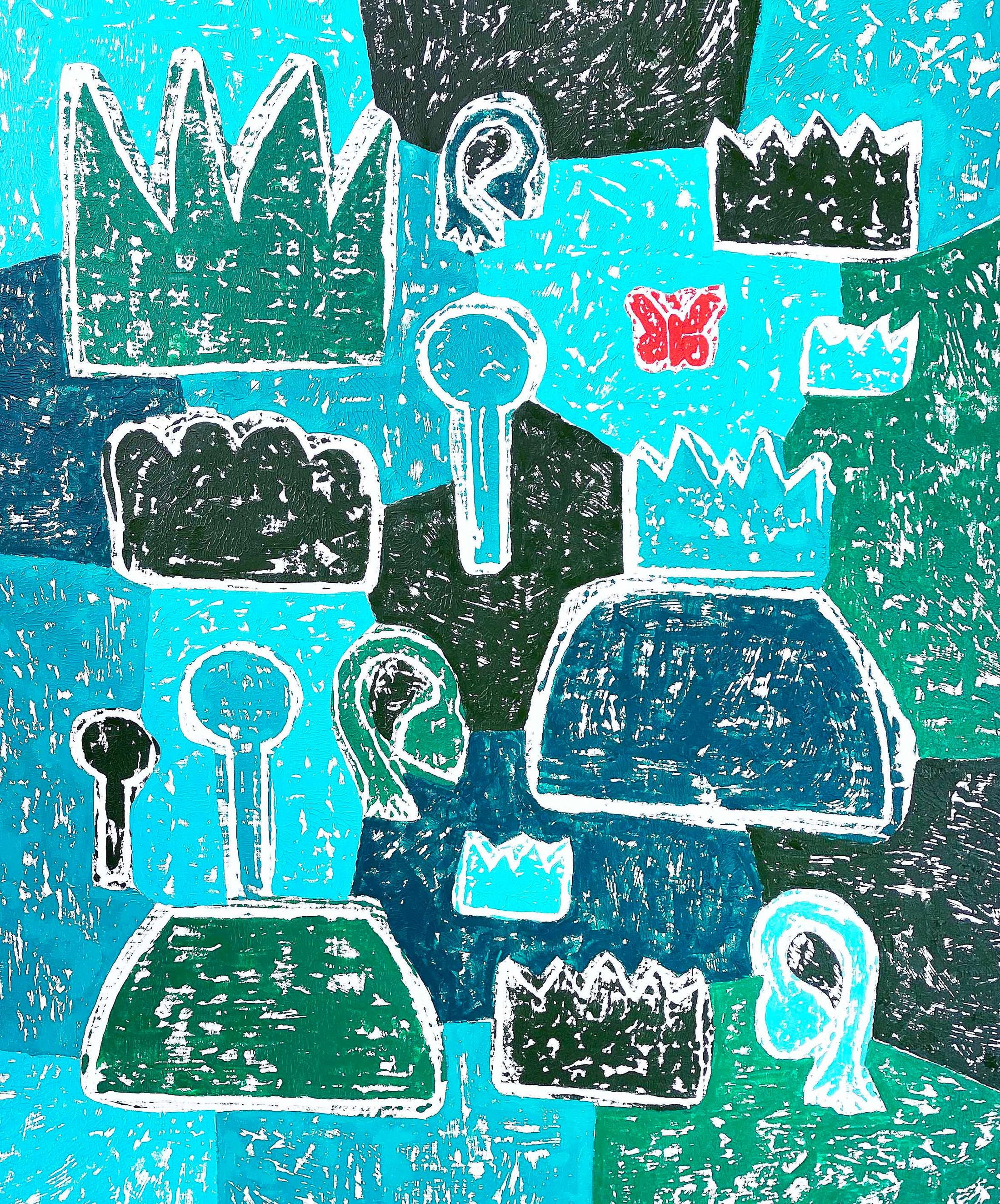 Exhibition View Olaf Breuning Solo Show «BIG DROPS; view on Olaf Breuning, Butterfly 2, 2020» at von Bartha, S-chanf, 2021 / Courtesy: the artist and von Bartha