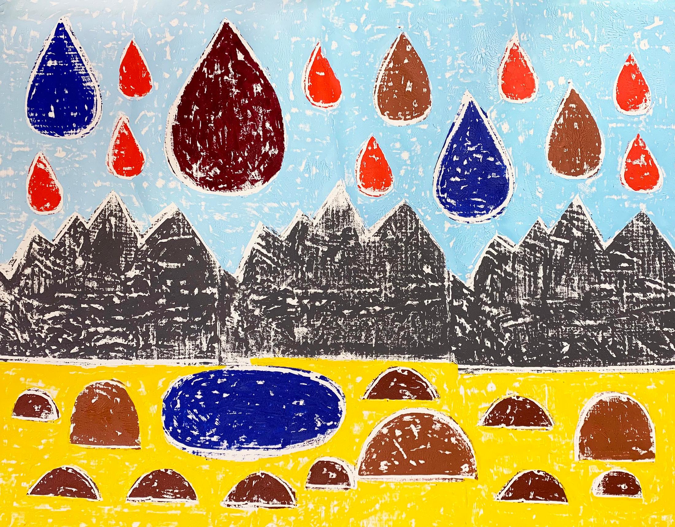 Exhibition View Olaf Breuning Solo Show «BIG DROPS; view on Olaf Breuning, Mountains, 2020» at von Bartha, S-chanf, 2021 / Courtesy: the artist and von Bartha