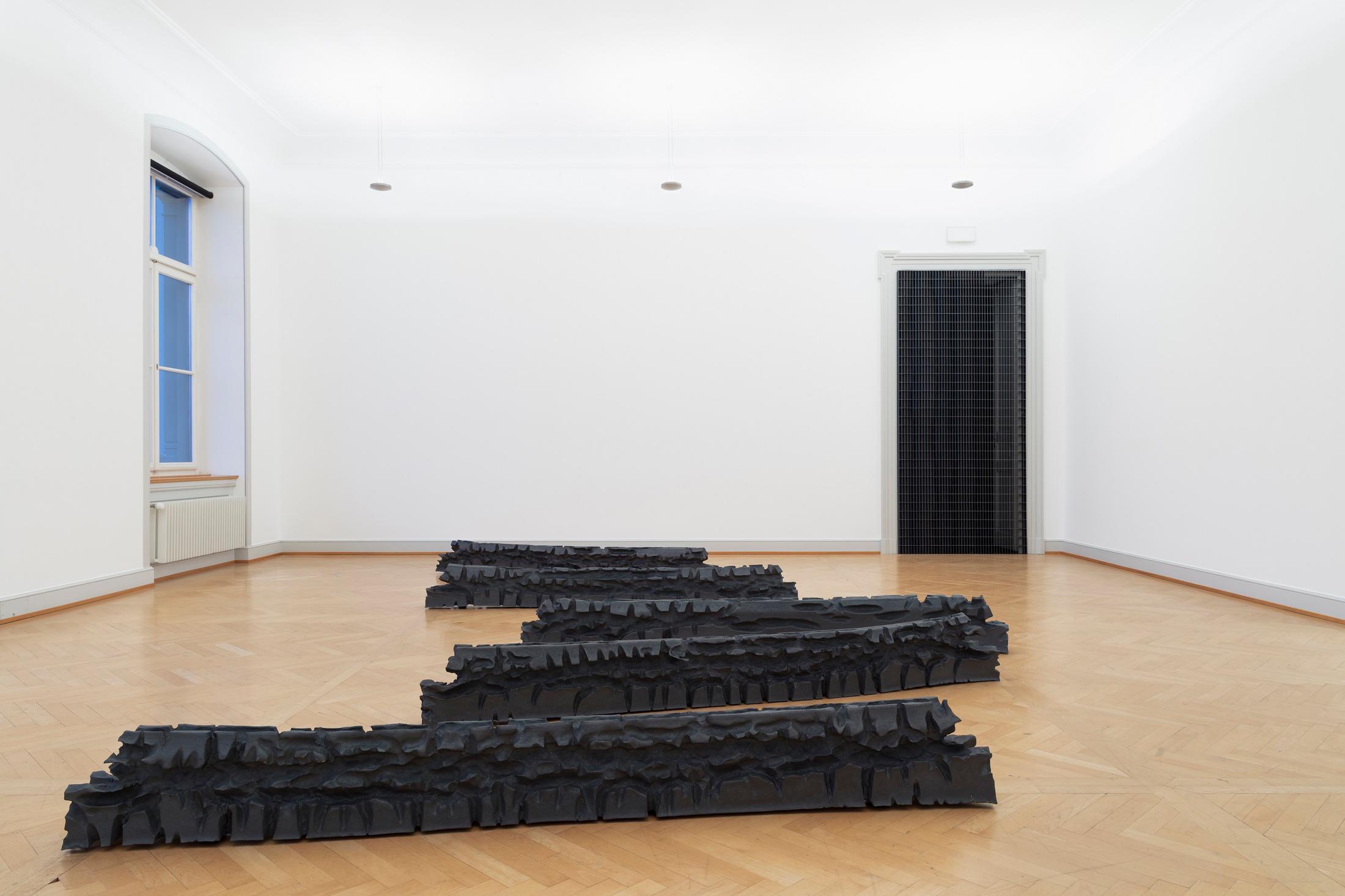 Installation View Raphael Hefti "Dr. Sattler: So, what are you thinking? Dr. Grant: We’re out of a job. Dr. Malcom: Don’t you mean extinct? 2018" at Kunstmuseum St. Gallen /  Photo: Gunnar Meier / Courtesy the artist