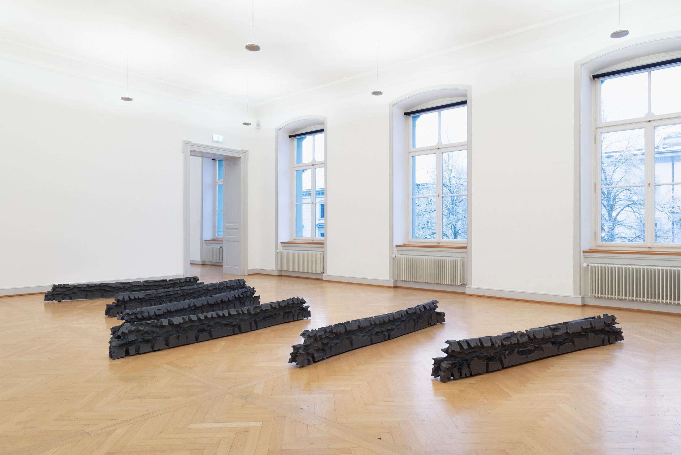 Installation View Raphael Hefti "Dr. Sattler: So, what are you thinking? Dr. Grant: We’re out of a job. Dr. Malcom: Don’t you mean extinct? 2018" at Kunstmuseum St. Gallen /  Photo: Gunnar Meier / Courtesy the artist