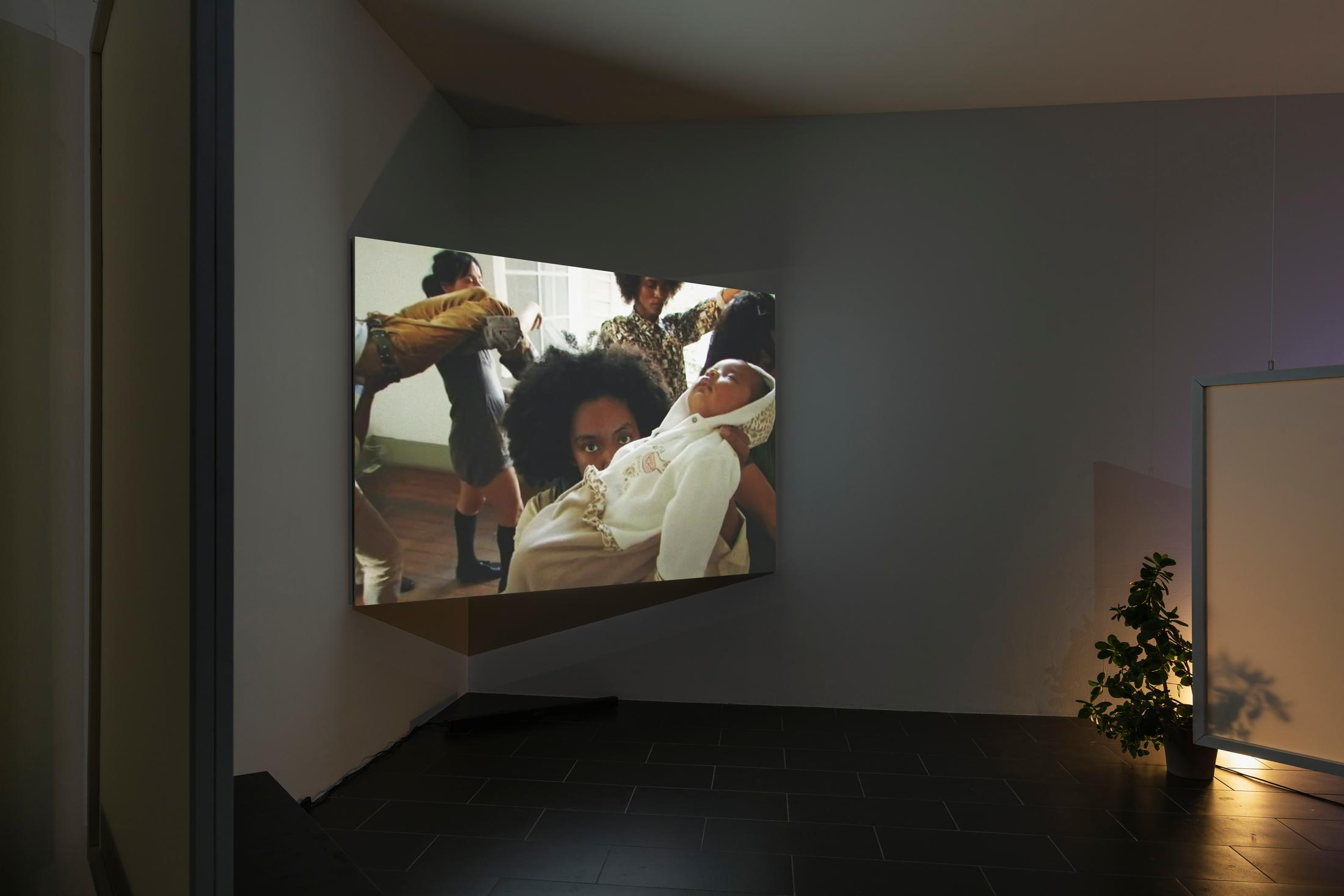 Exhibition View Groupshow «On Fire – Vulnerable Footage ; view on Tobias Madison, O Vermelho do Meio-Dia (2018)» at SALTS, Birsefelden, Basel, 2019 / Photo: Gunnar Meier / Courtesy: the artist, Freedman Fitzpatrick, Basler Dokumentartage and SALTS